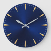 Minimalist Blue & Gold Luxury Midnight Blue Modern ラージ壁時計 (正面)