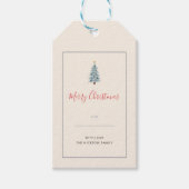 Minimalist Blue Gray Plaid Merry Christmas  ギフトタグ (正面)