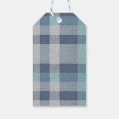 Minimalist Blue Gray Plaid Merry Christmas  ギフトタグ (裏面)