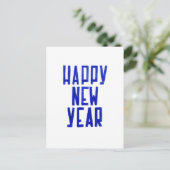 Minimalist Blue Happy New Year Postcard Painting シーズンポストカード (スタンド正面)