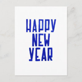 Minimalist Blue Happy New Year Postcard Painting シーズンポストカード