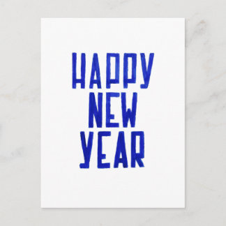 Minimalist Blue Happy New Year Postcard Painting シーズンポストカード