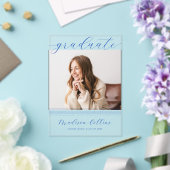 Minimalist Blue Lines Graduation Photo アクリル招待状 (インサイチュ (ウェディング))
