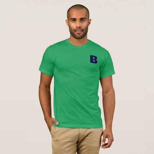 Minimalist Blue Monogram Modern Green T-Shirt Tシャツ (正面フル)
