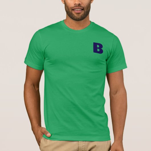 Minimalist Blue Monogram Modern Green T-Shirt Tシャツ (正面)