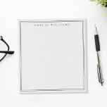 Minimalist Blue Monogram Two Border ノートパッド<br><div class="desc">Create your own personalized notepads with blue elegant chic typography monogram name and two border line design.</div>