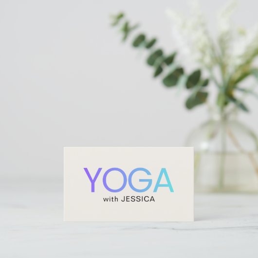 Minimalist Blue Old White Bold Yoga Instructor 名刺 (スタンド正面)