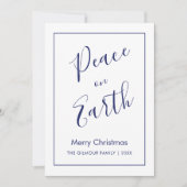 Minimalist|Blue Peace on Earth Christmas Card 招待状 (正面)