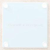 Minimalist Blue Plain Elegant Claasical Name ガラスコースター (裏面)