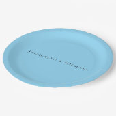 Minimalist Blue Plain Elegant Claasical Name ペーパープレート (アングル)