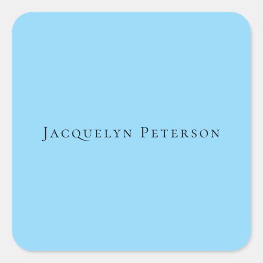 Minimalist Blue Plain Elegant Modern スクエアシール (正面)