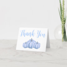 Minimalist Blue Pumpkin Fall Baby Shower