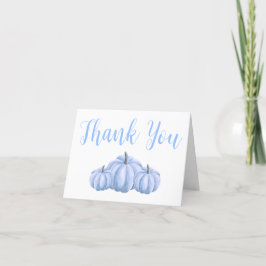 Minimalist Blue Pumpkin Fall Baby Shower サンキューカード