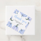 Minimalist Blue Pumpkin Fall Baby Shower Square フェイバータグ (インサイチュ)
