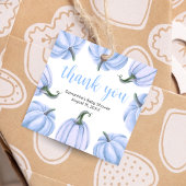 Minimalist Blue Pumpkin Fall Baby Shower Square フェイバータグ