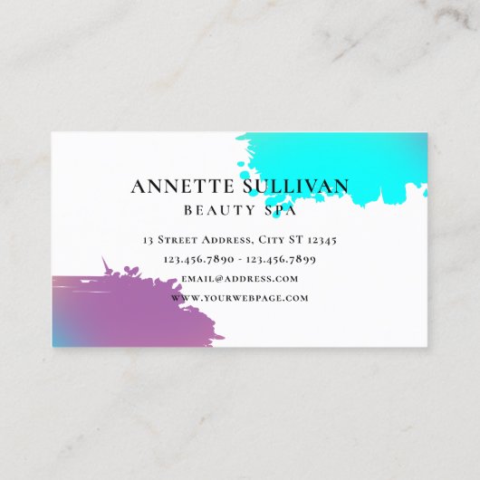 Minimalist blue purple stroke white Business Card 名刺 (裏面)