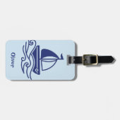 Minimalist Blue Sailboat Sailing Maritime ラゲッジタグ (正面横)