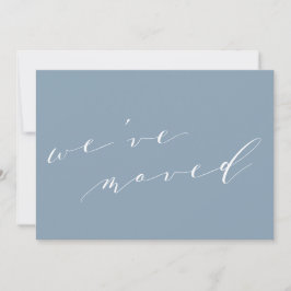 Minimalist Blue Script We Moved New Home Moving 案内状