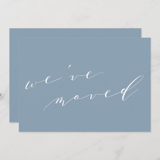 Minimalist Blue Script We Moved New Home Moving 案内状 (正面/裏面)