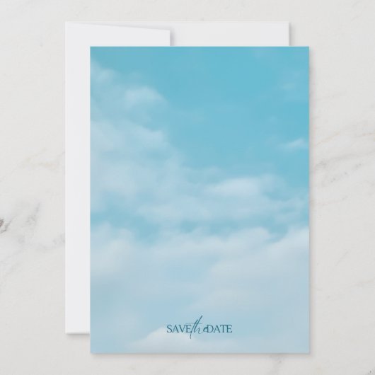 Minimalist Blue Sky Just Love Casual 招待状 (裏面)