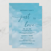 Minimalist Blue Sky Just Love Casual  招待状 (正面/裏面)