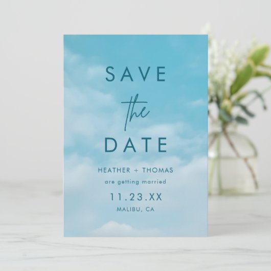 Minimalist Blue Sky Just Love Casual Save the Date (スタンド正面)