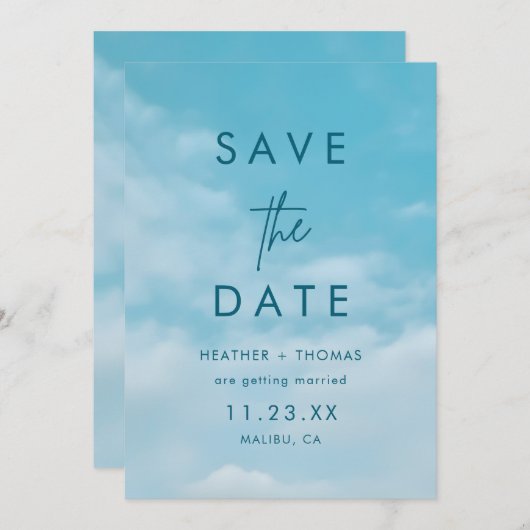 Minimalist Blue Sky Just Love Casual Save the Date (正面/裏面)