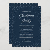 Minimalist Blue Snowy Christmas Party 招待状 (正面/裏面)