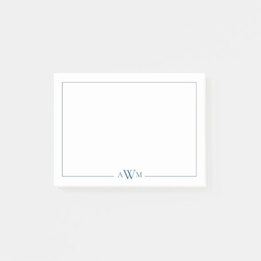Minimalist Blue Three Letter Monogram ポストイット (正面)