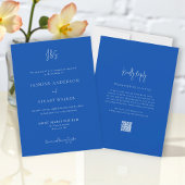 Minimalist Blue Wedding Invitation QR Website link 招待状