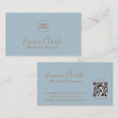 Minimalist Blue Wedding Scan Code Business Card 名刺 (正面/裏面)