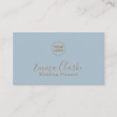 Minimalist Blue Wedding Scan Code Business Card 名刺 (正面)