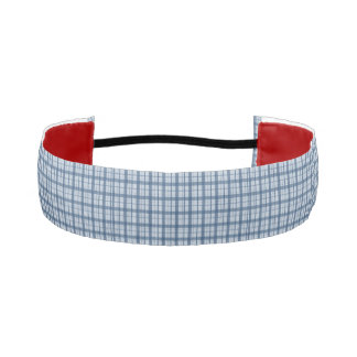 Minimalist Blue Windowpane Plaid Satin Ribbon, Mod アスレチックヘッドバンド