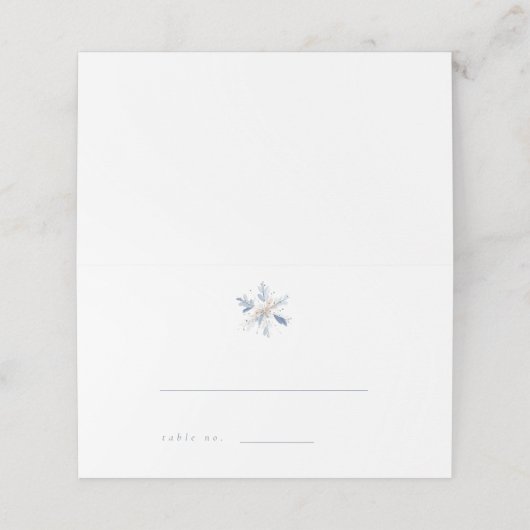 Minimalist Blue Winter Wedding Escort Card プレイスカード (外部開封)
