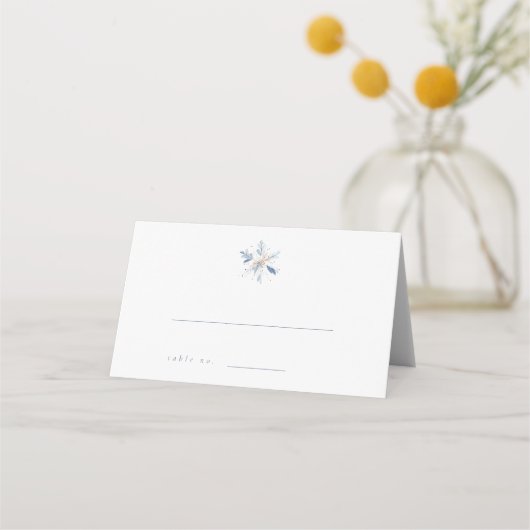 Minimalist Blue Winter Wedding Escort Card プレイスカード (正面)