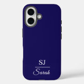 Minimalist Blue with Name and Initial  Case-Mate iPhoneケース (裏面)