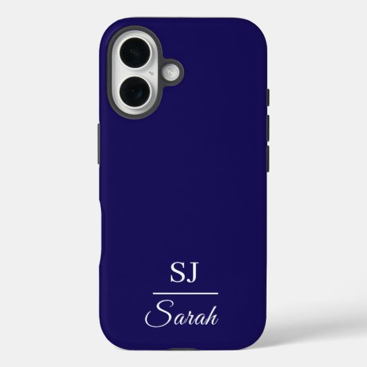 Minimalist Blue with Name and Initial  Case-Mate iPhoneケース (裏面)