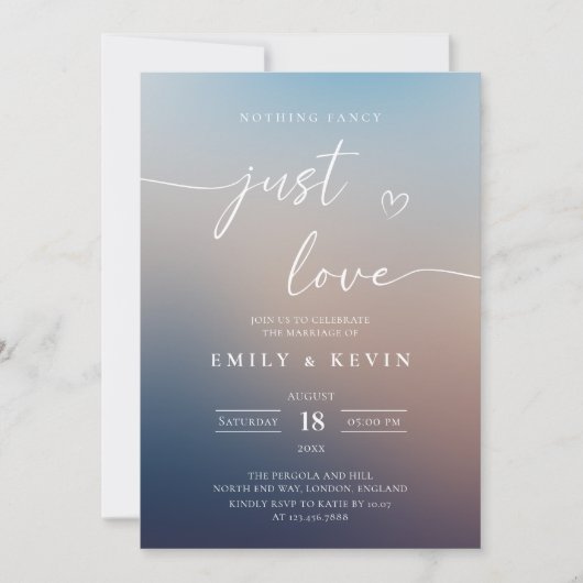 Minimalist Blurred Gradient Script Elegant Wedding 招待状 (正面)