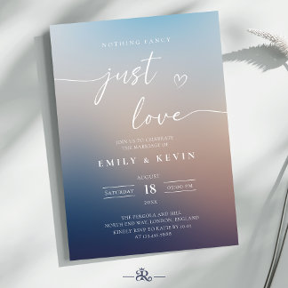 Minimalist Blurred Gradient Script Elegant Wedding 招待状