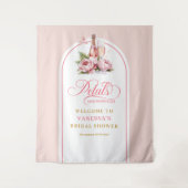 Minimalist blush and gold shower name tapestry タペストリー (正面)