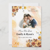 Minimalist Blush Floral Elegant Wedding Photo 招待状 (正面)