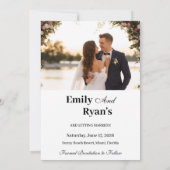 Minimalist Blush Floral Elegant Wedding Photo 招待状 (裏面)