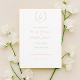 Minimalist Blush Laurel Wedding Invitation 招待状
