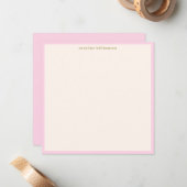 Minimalist Blush Pink Border Name Stationery Cute ノートカード (正面/裏面インサイチュ)