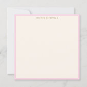 Minimalist Blush Pink Border Name Stationery Cute ノートカード (正面)