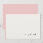 Minimalist Blush Pink Border Personalized Script ノートカード (正面/裏面)