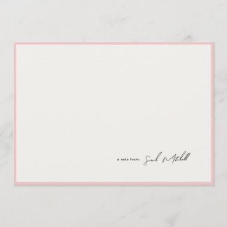 Minimalist Blush Pink Border Personalized Script ノートカード