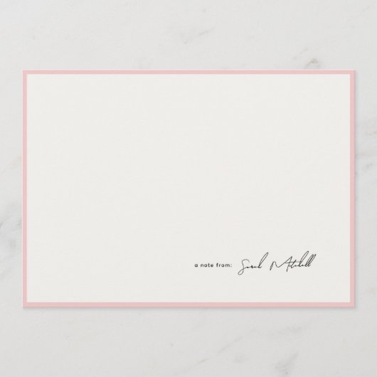 Minimalist Blush Pink Border Personalized Script ノートカード (正面)