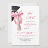 Minimalist Blush Pink Coquette Tassel Graduation p 招待状 (正面)