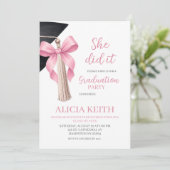 Minimalist Blush Pink Coquette Tassel Graduation p 招待状 (スタンド正面)